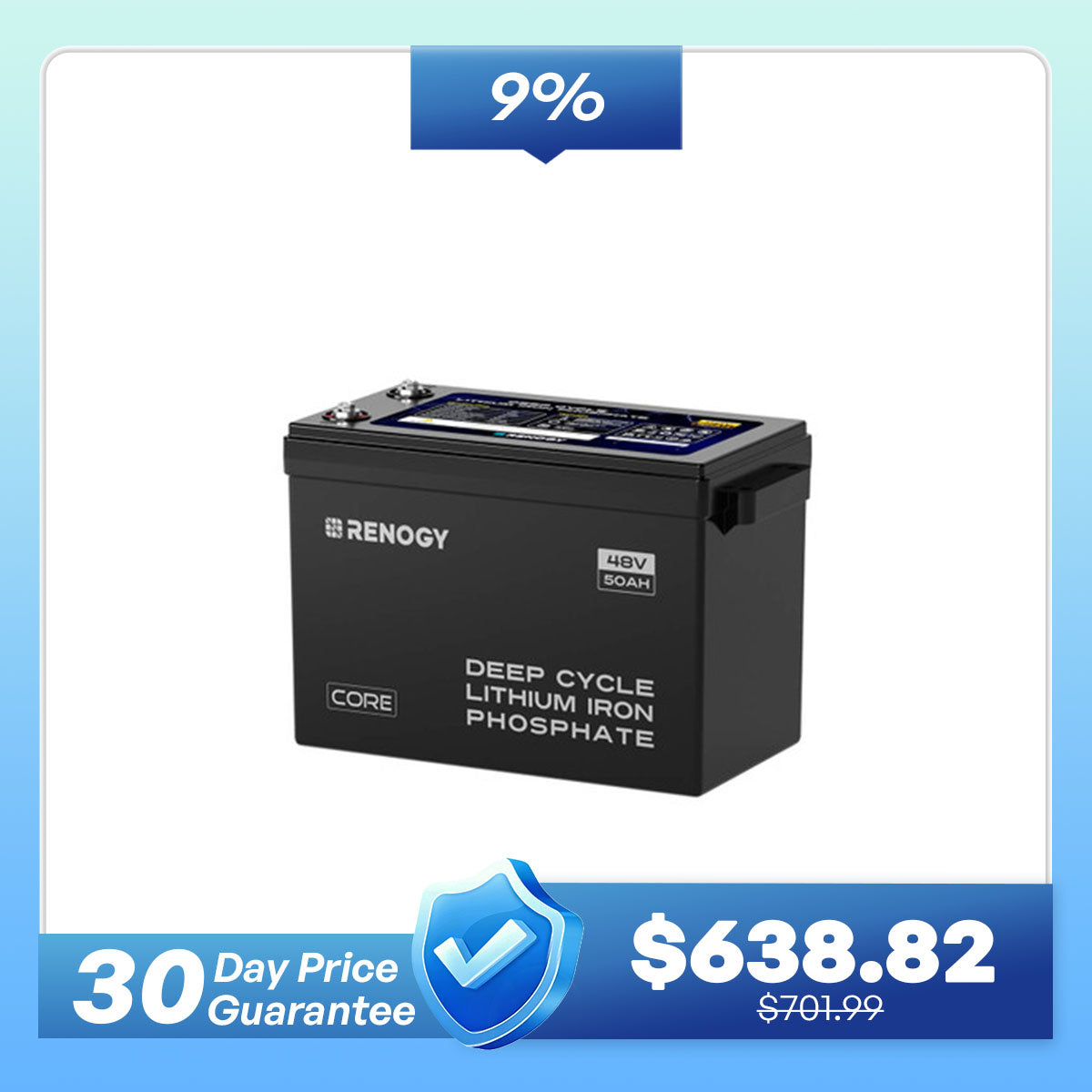 48V 50Ah Smart Lithium Iron Phosphate Battery w/Self-heating | Core Series