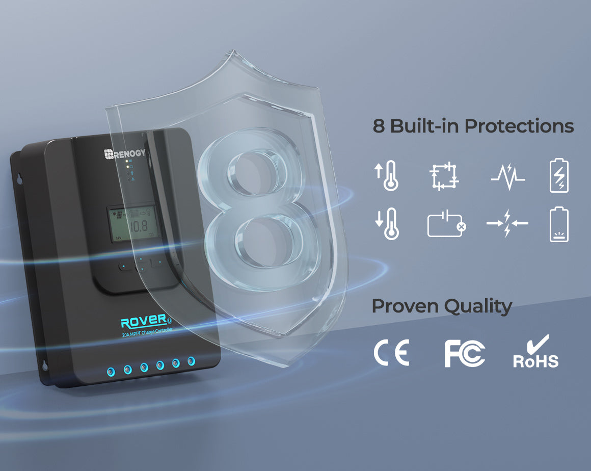 Li 20 Amp Rover MPPT Solar Charge Controller | Renogy Solar