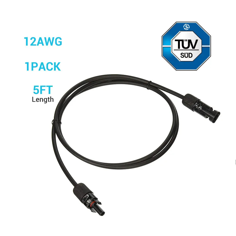 Solar Panel Extension Cable with Male to Female Solar Connectors (Single) Renogy