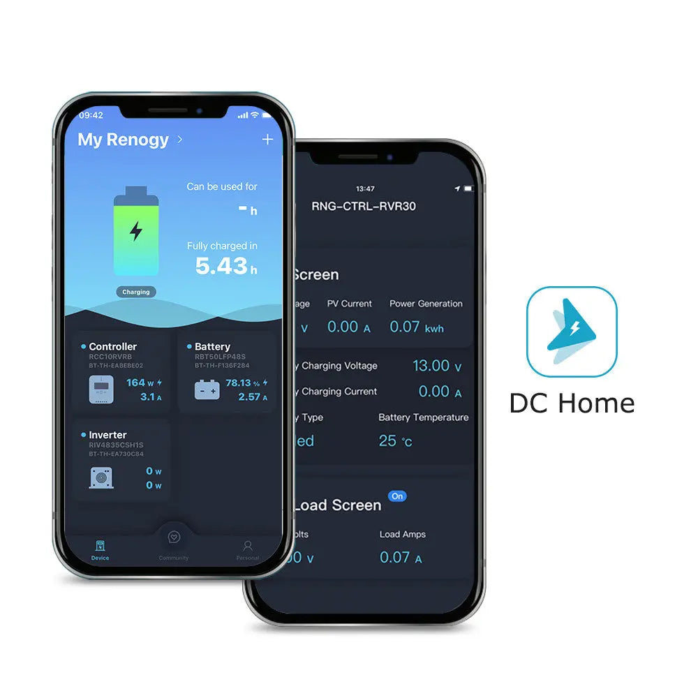 Connect to our user-friendly smart phone App, Renogy DC Home.