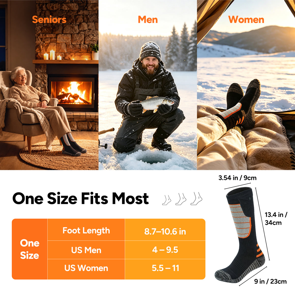 Dr.Prepare Heated Socks for Women Men, Rechargeable, 7H Heating Max.