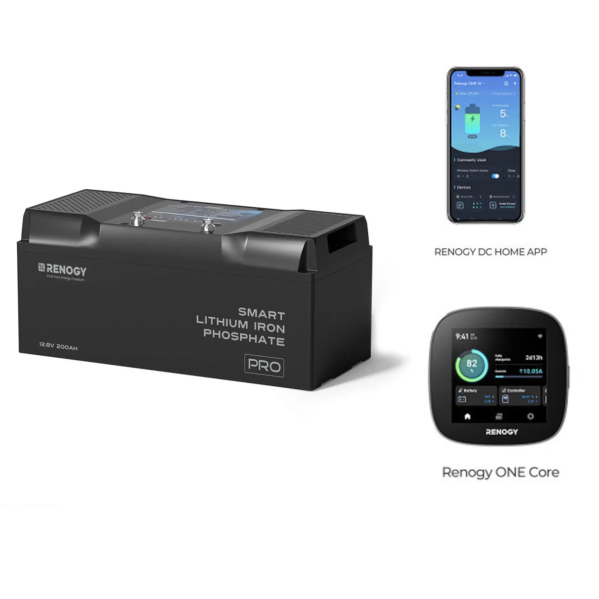 Pro - 12V 100Ah/200Ah Smart LiFePO4 Battery w/ Bluetooth & Self-Heating Renogy