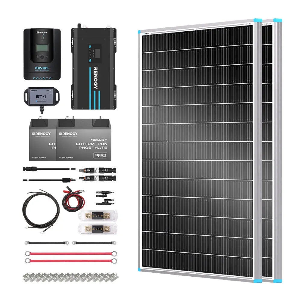 Essential Off-Grid Solar Kit 400W 12V | Optional 2.4kWh LiFePO4 Battery Renogy