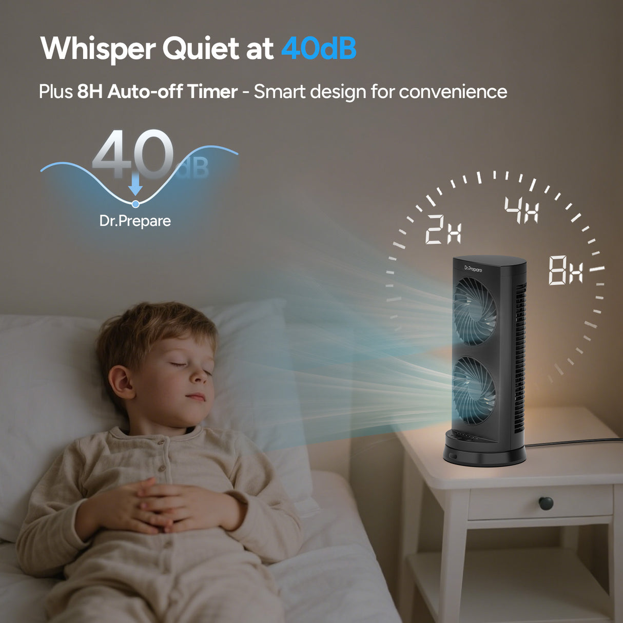 Dr.Prepare 10W DC Tower Fan with Remote