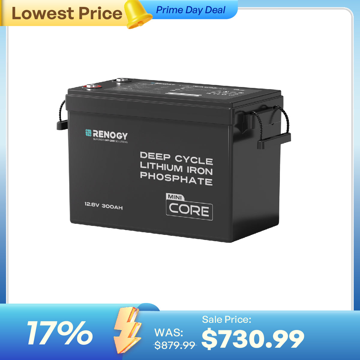 12V 300Ah LiFePO4 Battery w/ Low-Temperature Protection