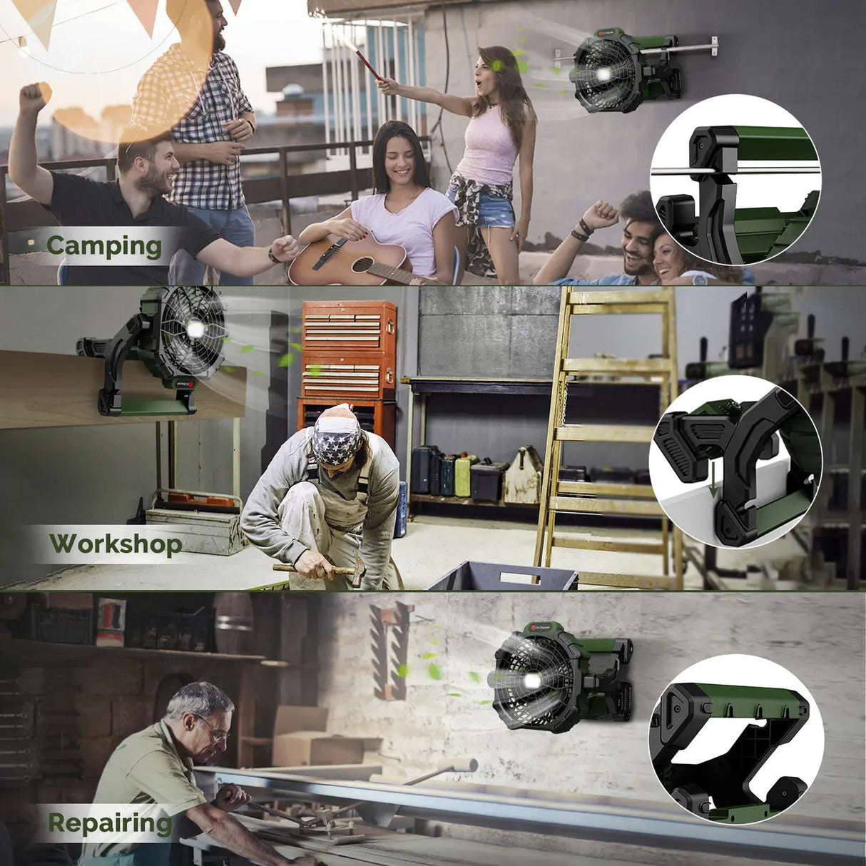 Dr.Prepare X35 Portable Camping Fan with LED Light Renogy