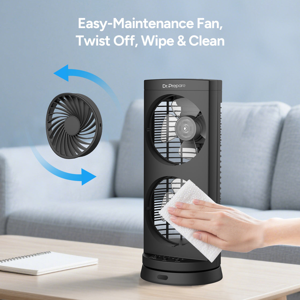 Dr.Prepare 10W DC Tower Fan with Remote