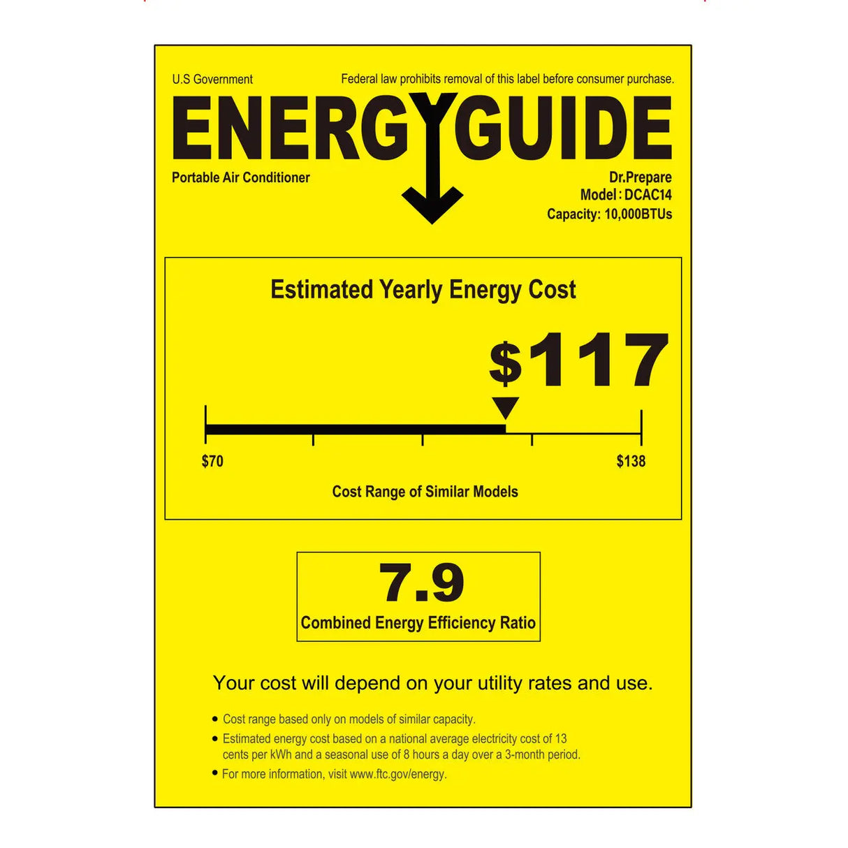 Dr.Prepare 14000 BTU Smart WiFi Portable Air Conditioner Renogy