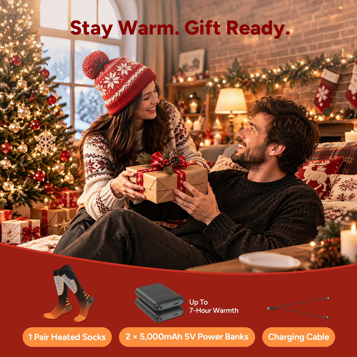 Dr.Prepare Heated Socks for Women Men, Rechargeable, 7H Heating Max.