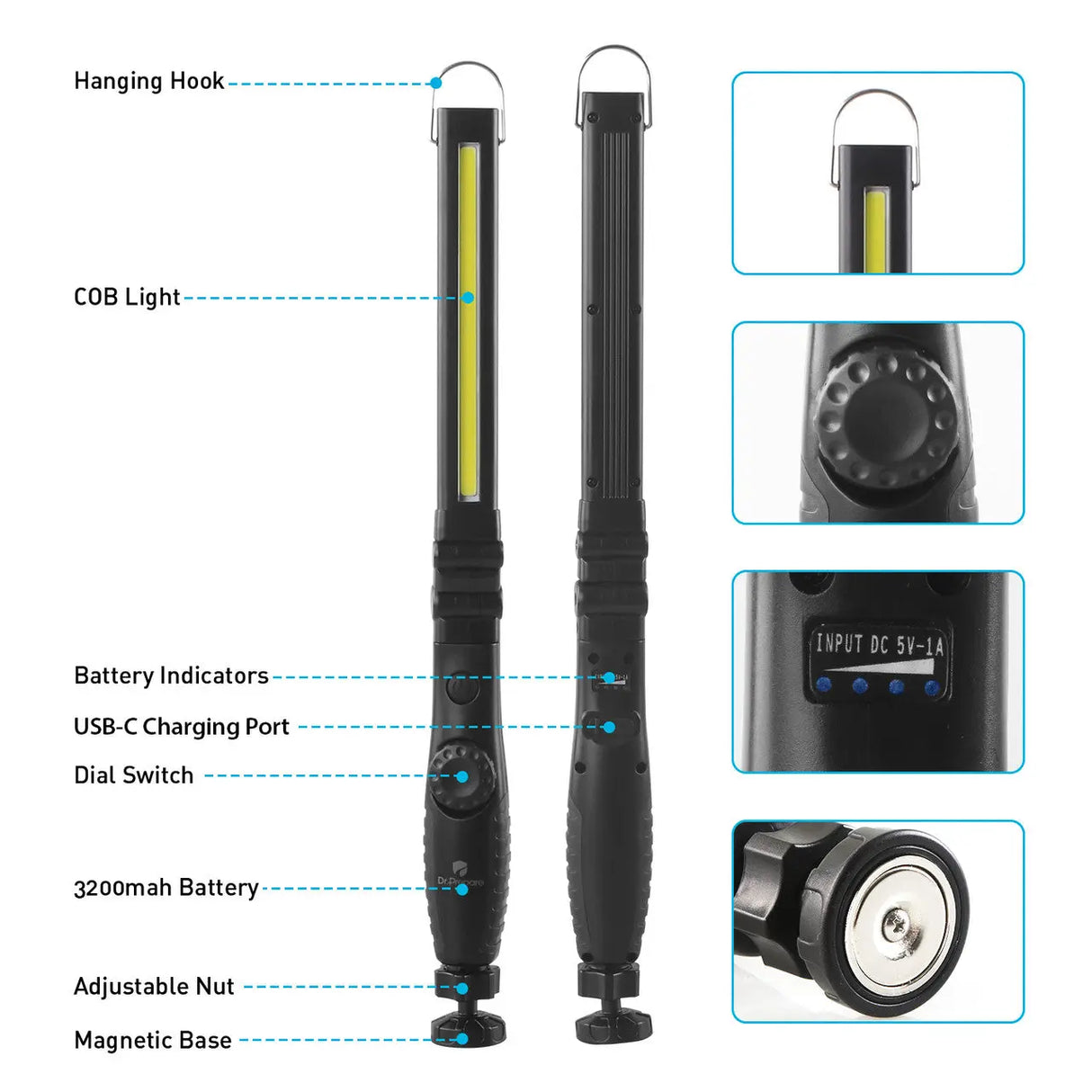 Dr. Prepare 700-lumens 3200mAh Foldable Rechargeable LED Work Light Renogy