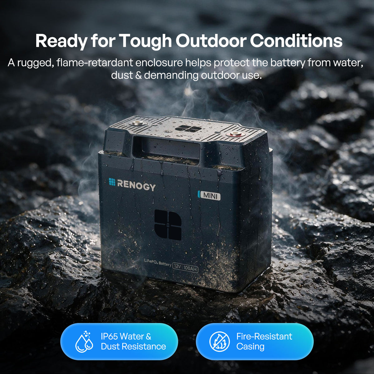 Reserve Mini Smart 12V 100Ah LiFePO4 Battery with Self Heating & Bluetooth