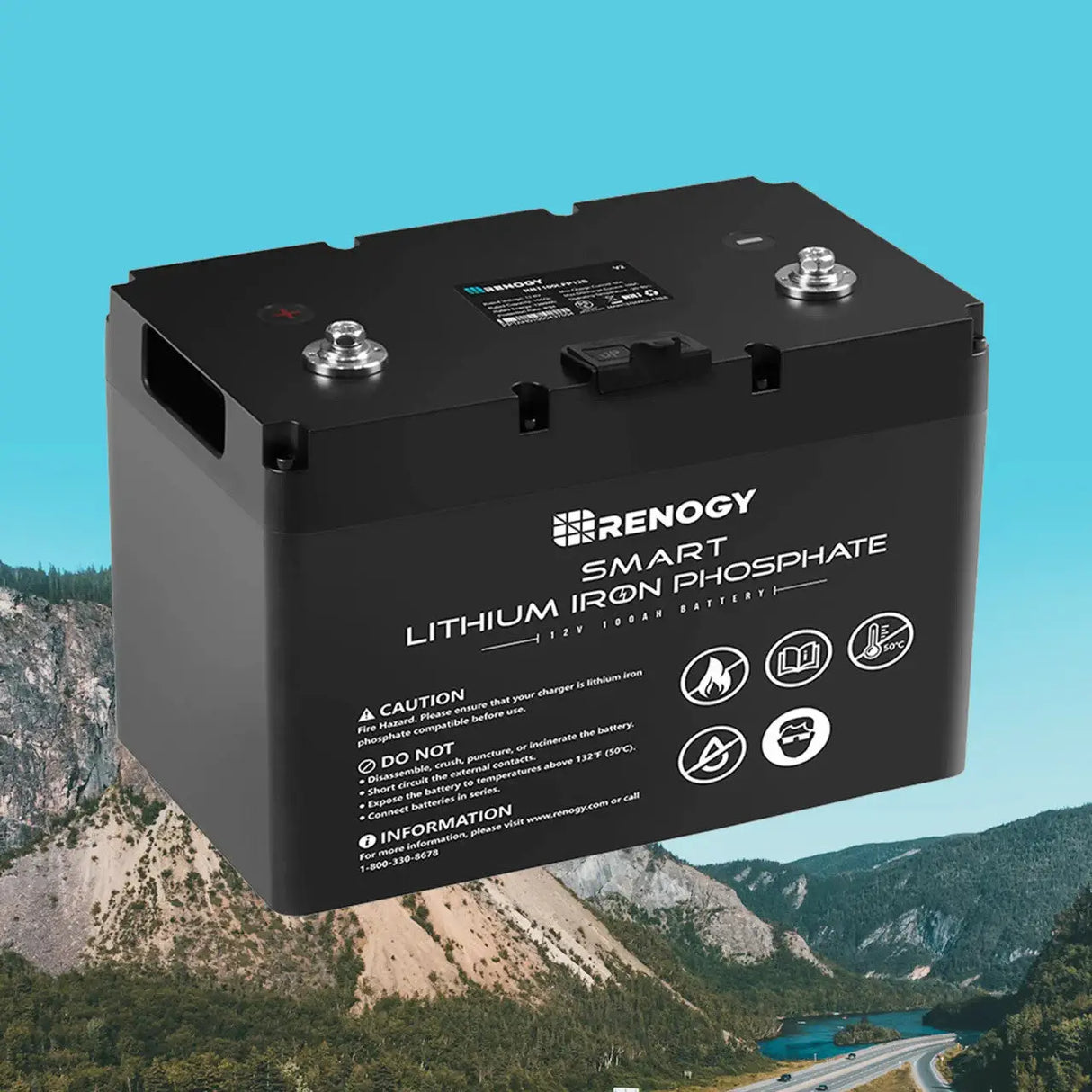 Refurbished 12V 100Ah Smart Lithium Iron Phosphate Battery Renogy