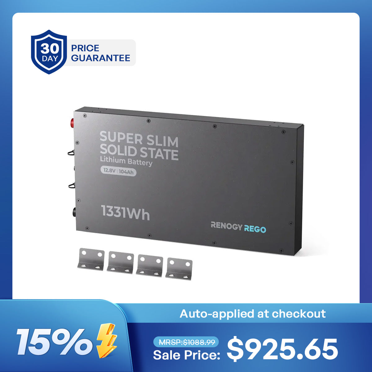 12V 104Ah Super Slim Lithium Iron Phosphate Battery | Rego Series