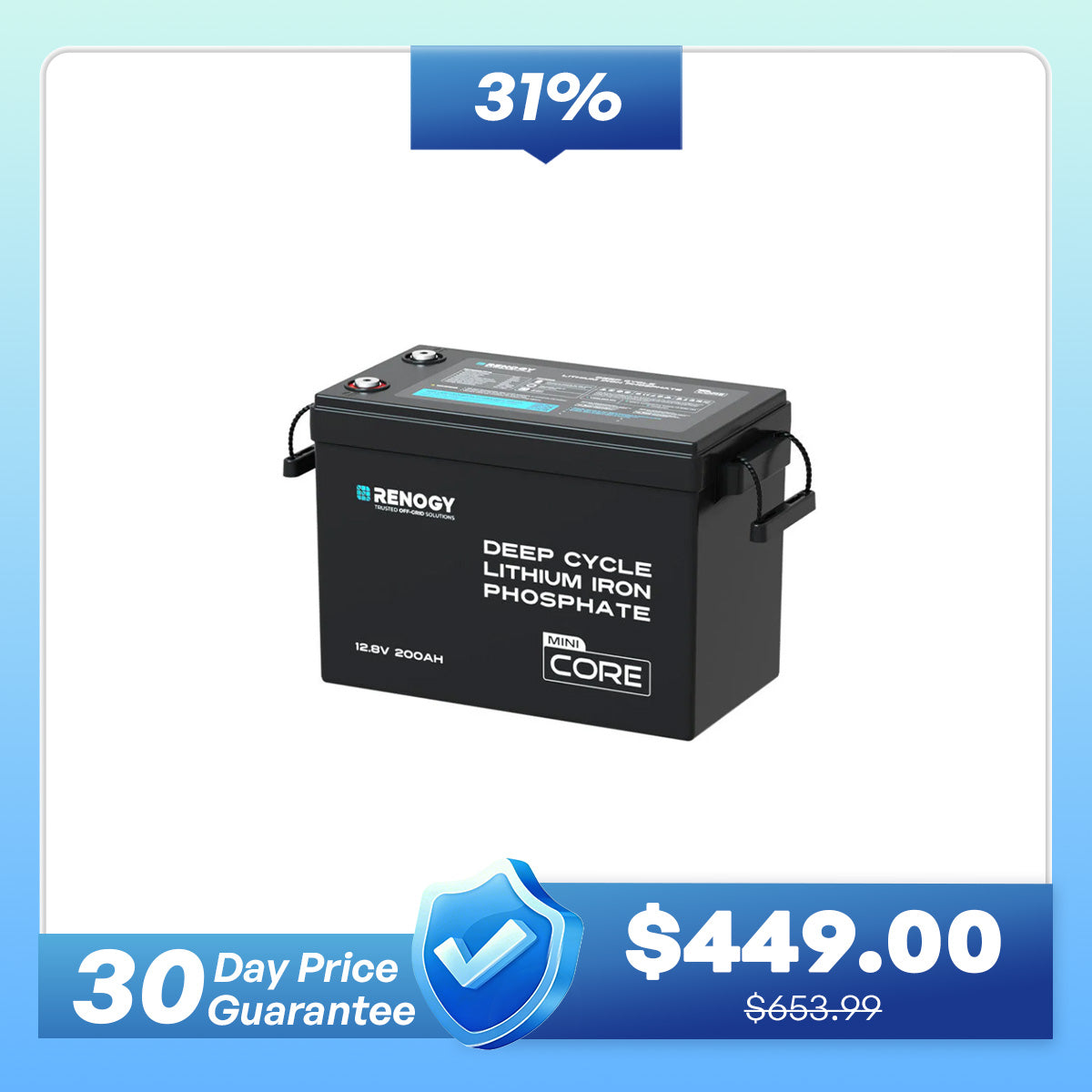 Mini Size 12V 200Ah LiFePO4 Battery w/ Low-Temperature Protection