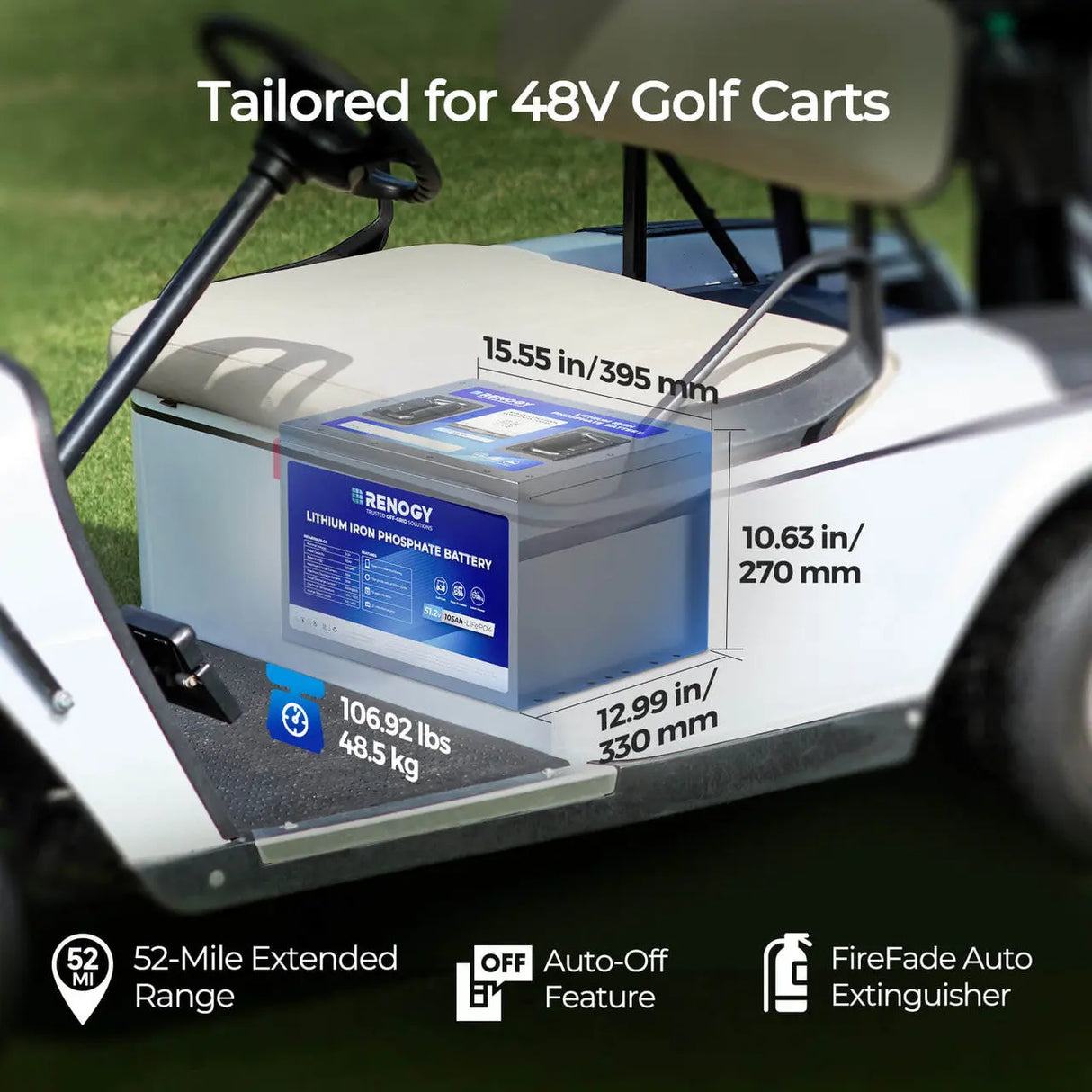 Golf Cart 48V 105Ah Lithium Iron Phosphate Battery Renogy