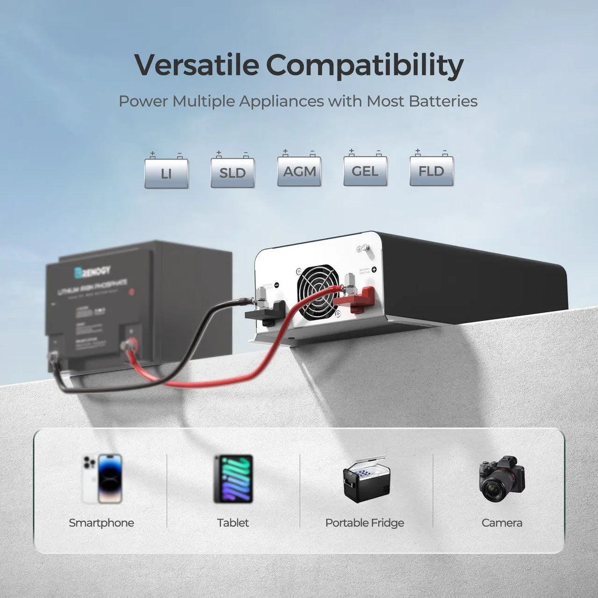 1000W 12V Pure Sine Wave Inverter with UPS Transfer Switch and Built-in Bluetooth Renogy
