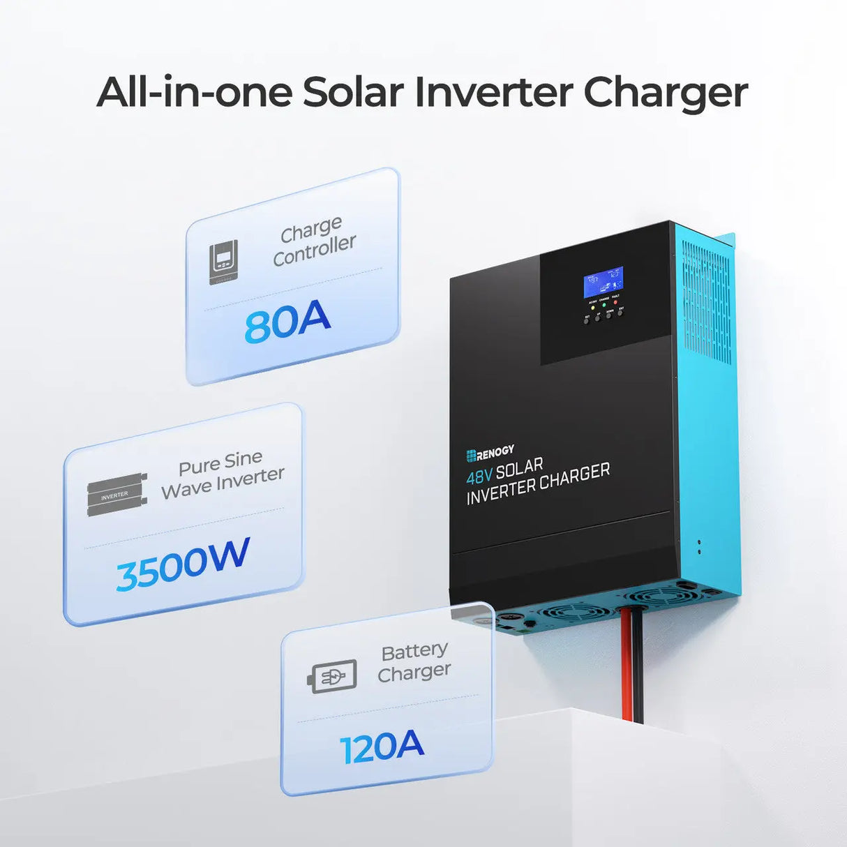 All-in-One Solar Inverter Charger
Everything you need for off-grid solar power in one powerful unit.