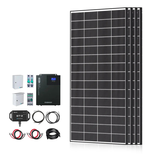 Complete Cabin Solar Kit 1200W 2500W | Optional 9.6kWh Deep-Cycle AGM / LiFePO4 Batteries Renogy