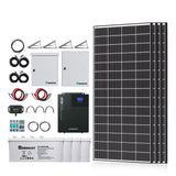 Complete Cabin Solar Kit 1200W 2500W | Optional 9.6kWh Deep-Cycle AGM / LiFePO4 Batteries Renogy
