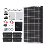Complete Cabin Solar Kit 1200W 2500W | Optional 9.6kWh Deep-Cycle AGM / LiFePO4 Batteries Renogy