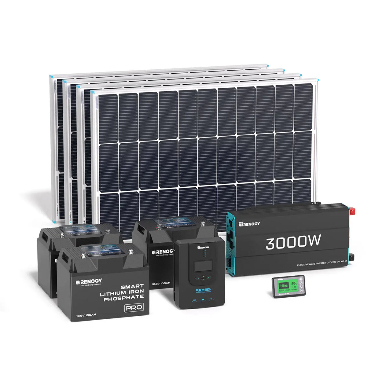 Complete Workshop/Shed Solar Kit 400W 12V | Optional 3.6kWh Deep-Cycle AGM / LiFePO4 Batteries Renogy