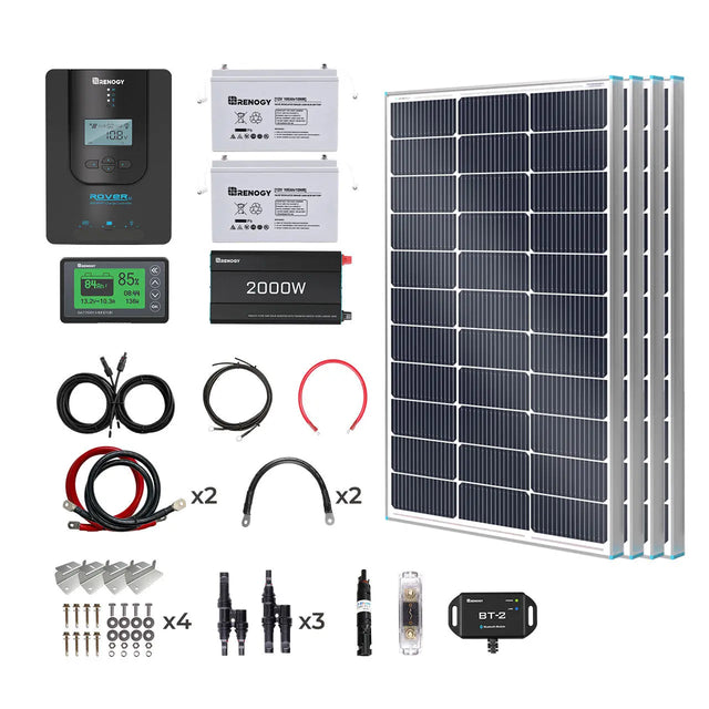 Complete RV Solar Kit 400W 12V | Optional 2.4kWh Deep-Cycle AGM / LiFePO4 Batteries Renogy
