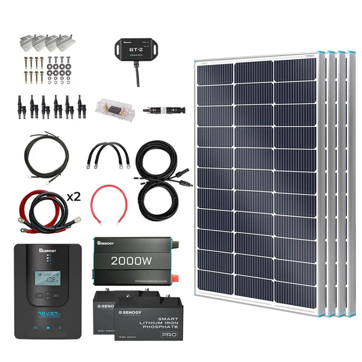 Complete RV Solar Kit 400W 12V | Optional 2.4kWh Deep-Cycle AGM / LiFePO4 Batteries Renogy