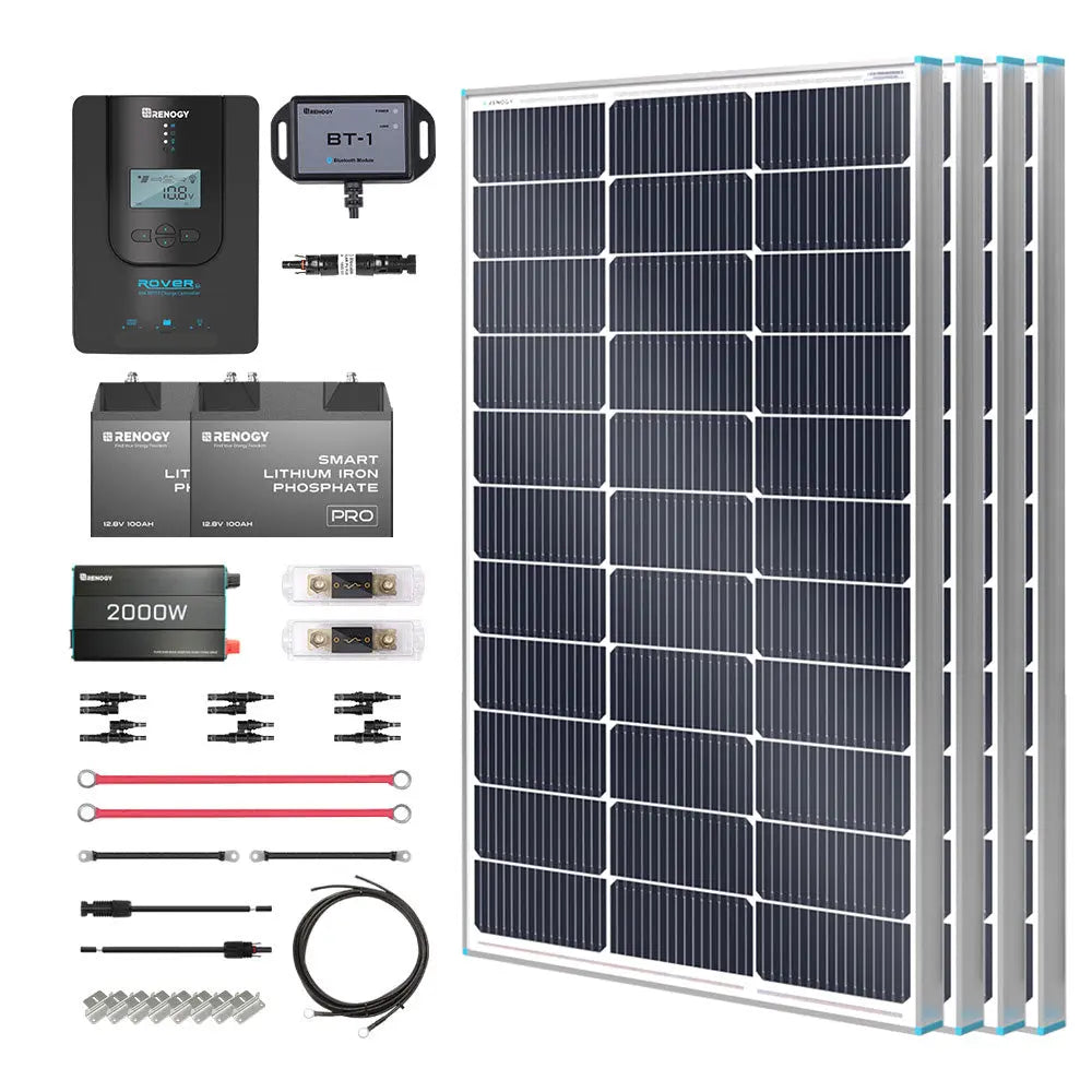 Essential Off-Grid Solar Kit 400W 12V | Optional 2.4kWh LiFePO4 Battery Renogy