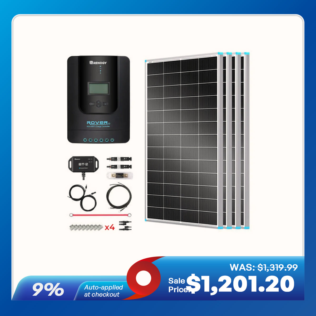 800W 12V Essential Solar Panel Kit