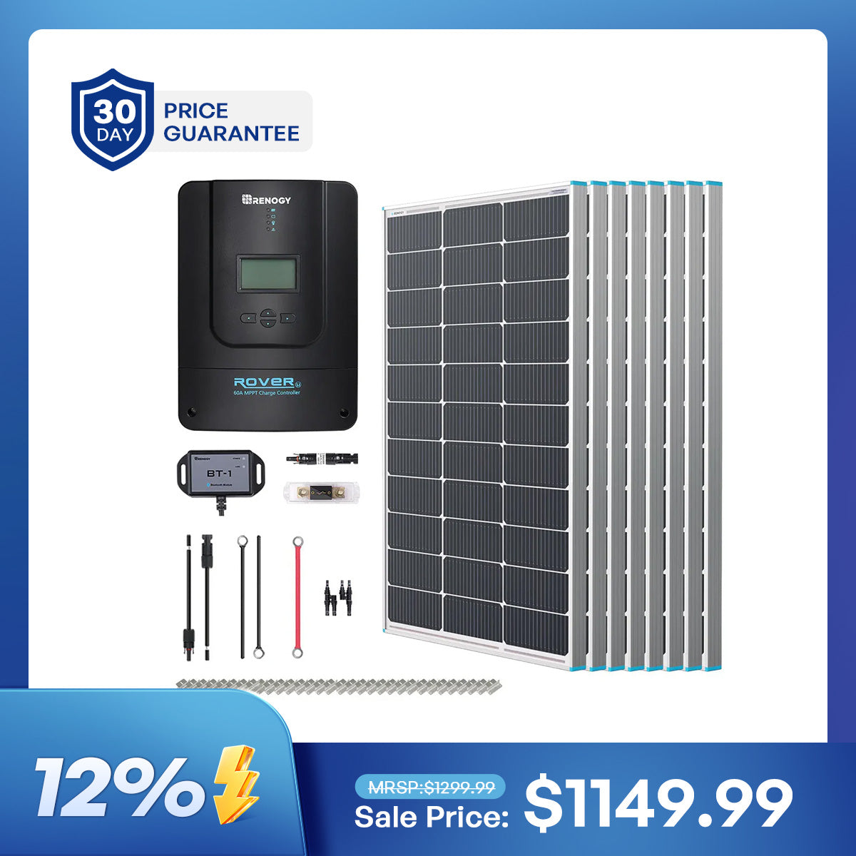 800W 12V Starter Solar Panel Kit