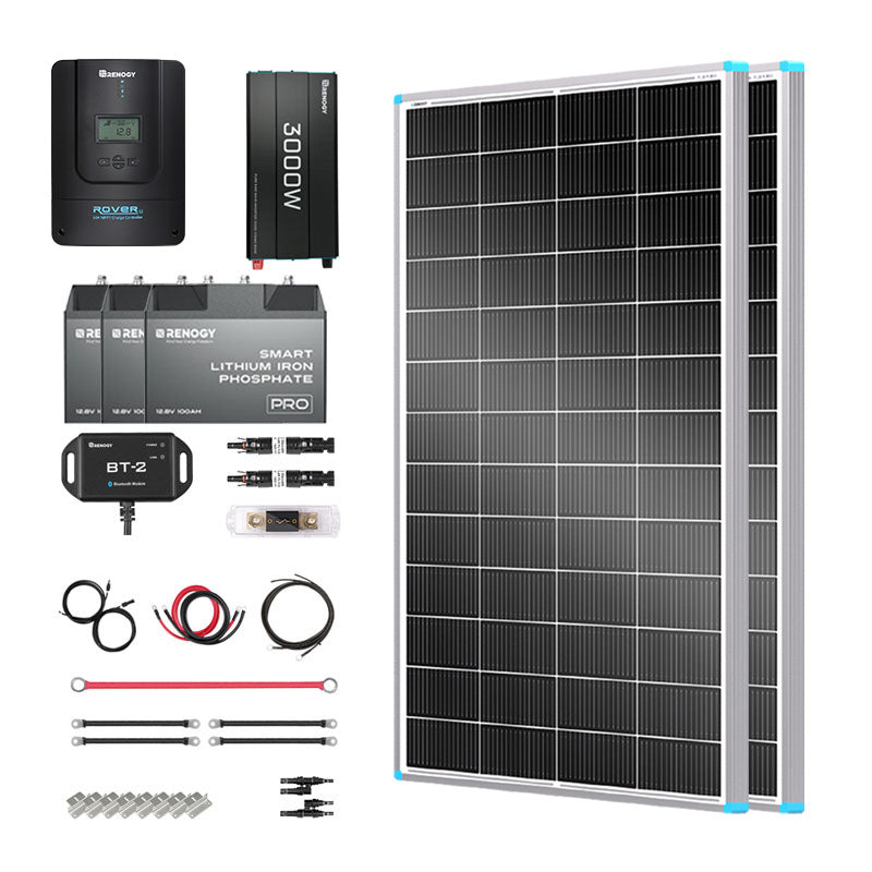 800W 12V Complete Solar Panel Kit with 3.6kWh Battery