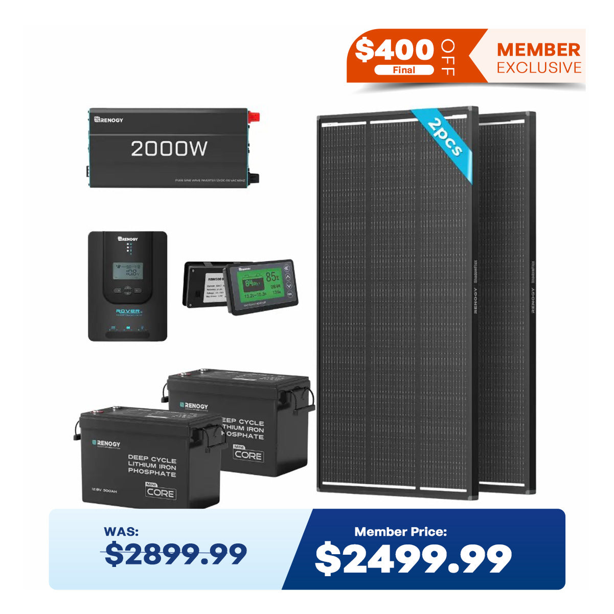 Off-Grid Core Solar Kit 7.68kWh | Optional ShadowFlux 400W/800W Panel