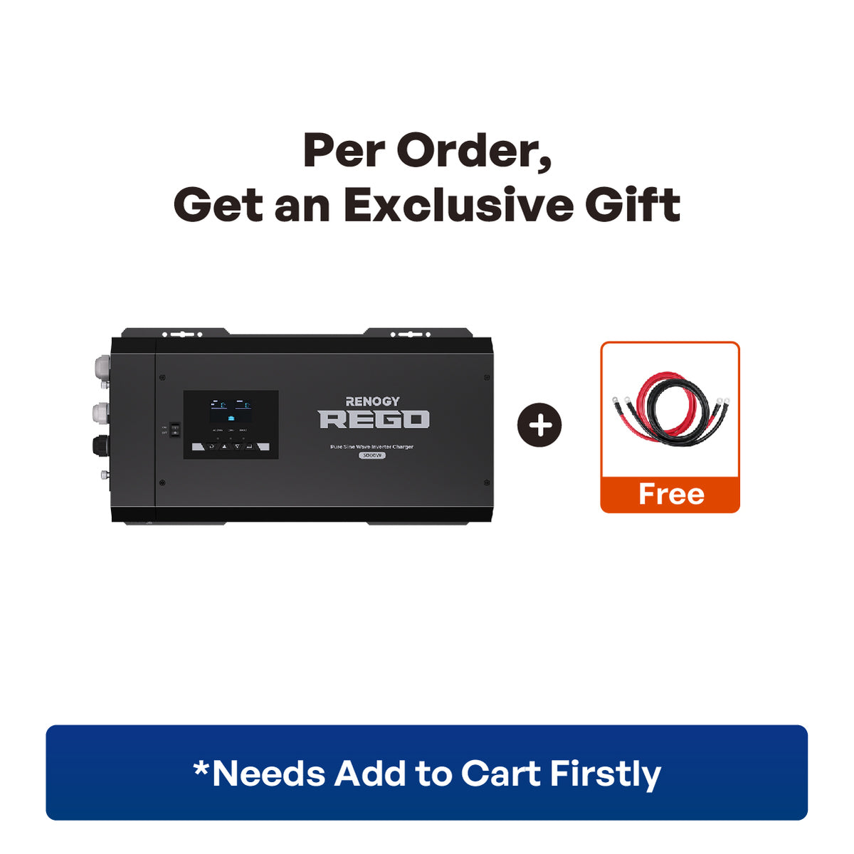 REGO 12V 3000W Pure Sine Wave Inverter Charger w/ LCD Display