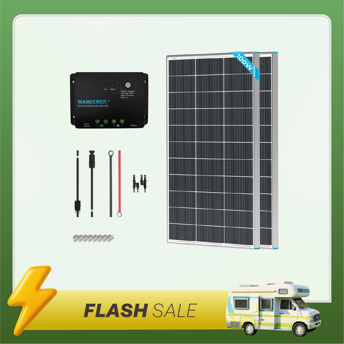 200W 12V Starter Solar Panel Kit
