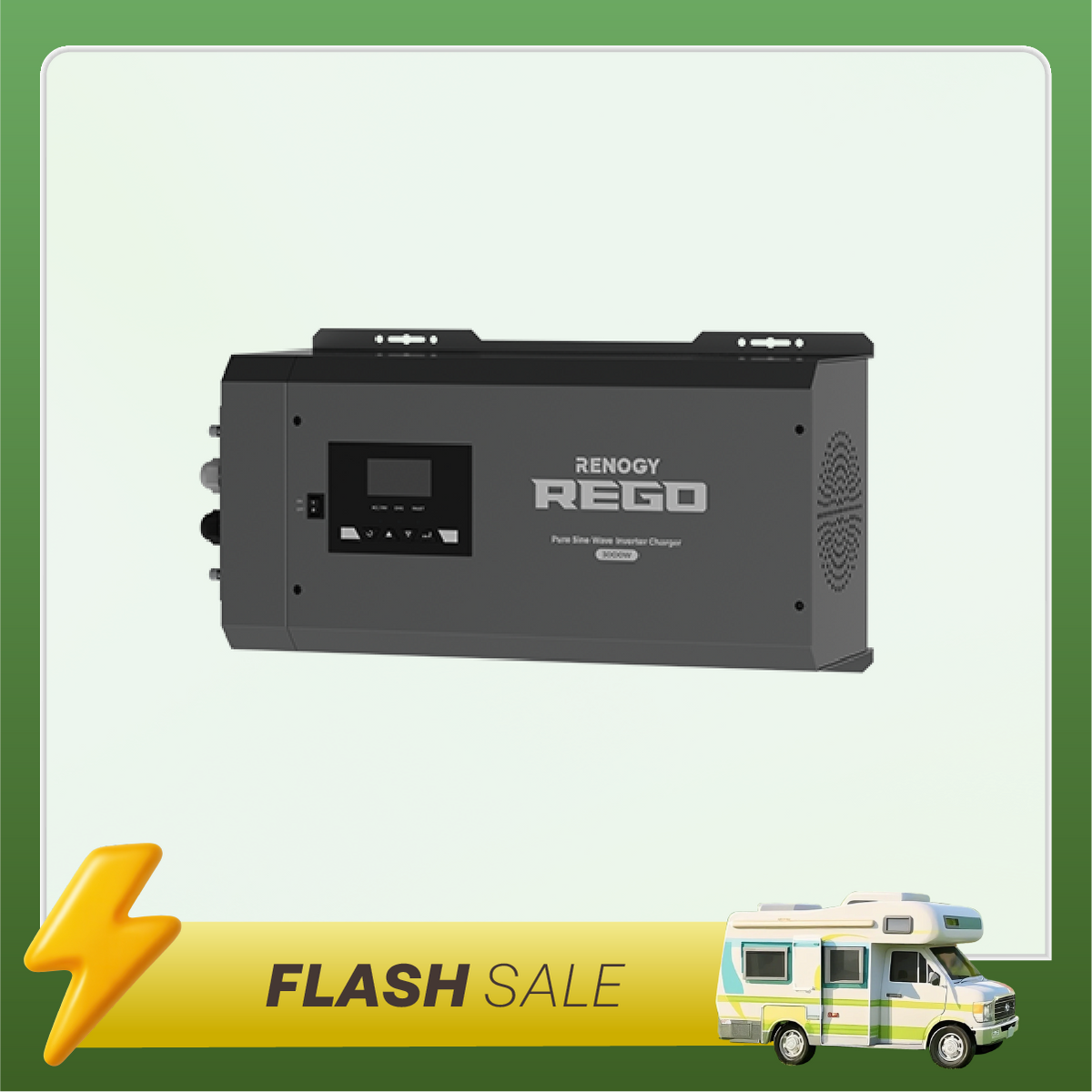 REGO 12V 3000W Pure Sine Wave Inverter Charger w/ LCD Display