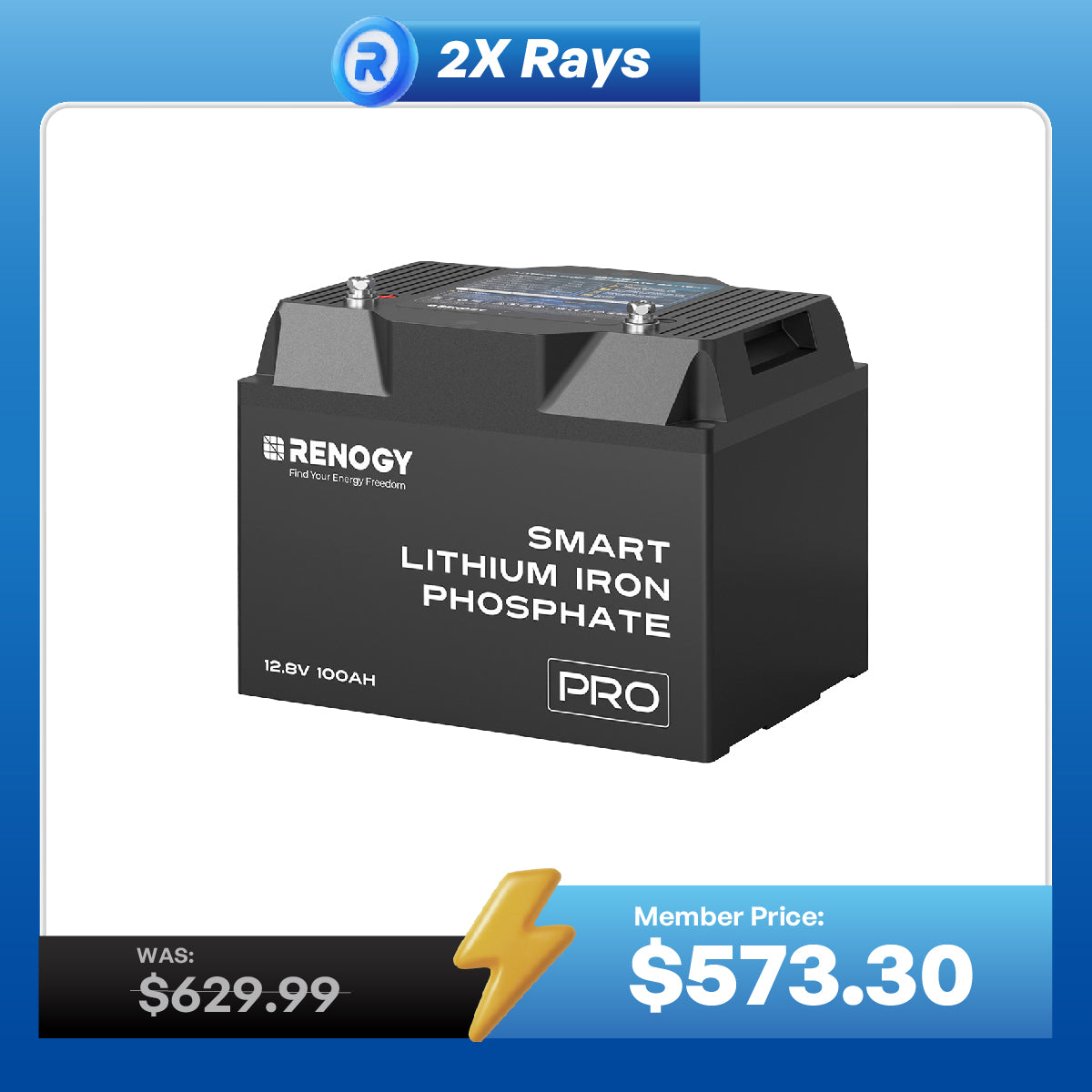 12V  100Ah Smart Lithium Iron Phosphate Battery w/Bluetooth & Self-heating Function | Pro Series