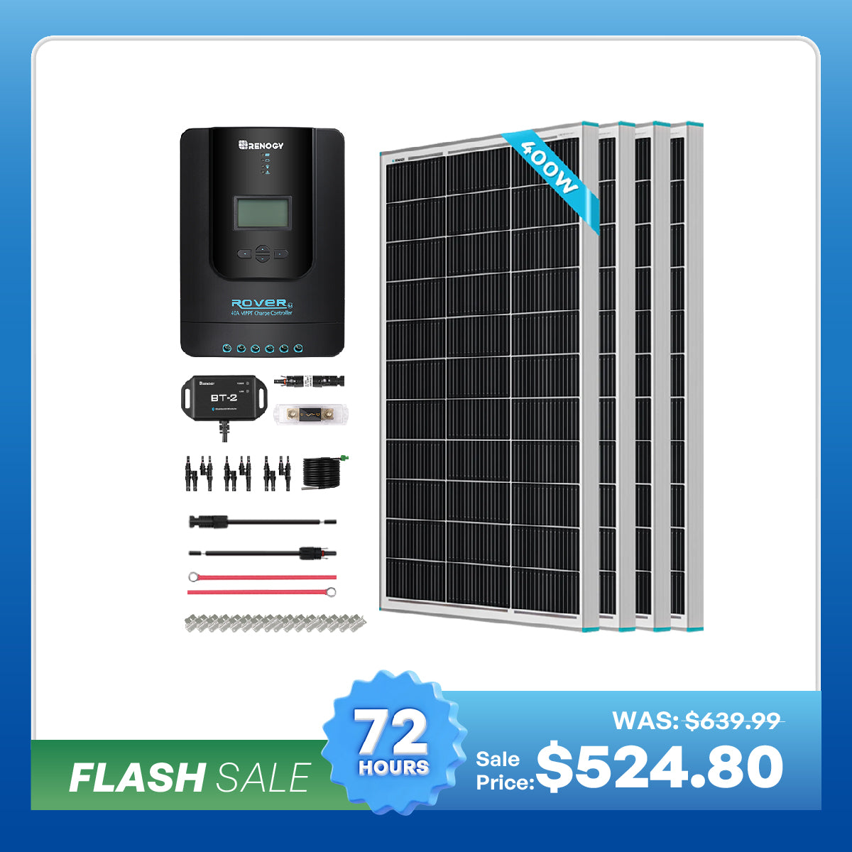 400W 12V Solar Panel Kit with Optional Smart Monitoring