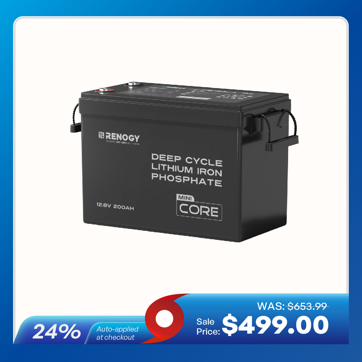 12V 200Ah LiFePO4 Battery w/ Low-Temperature Protection