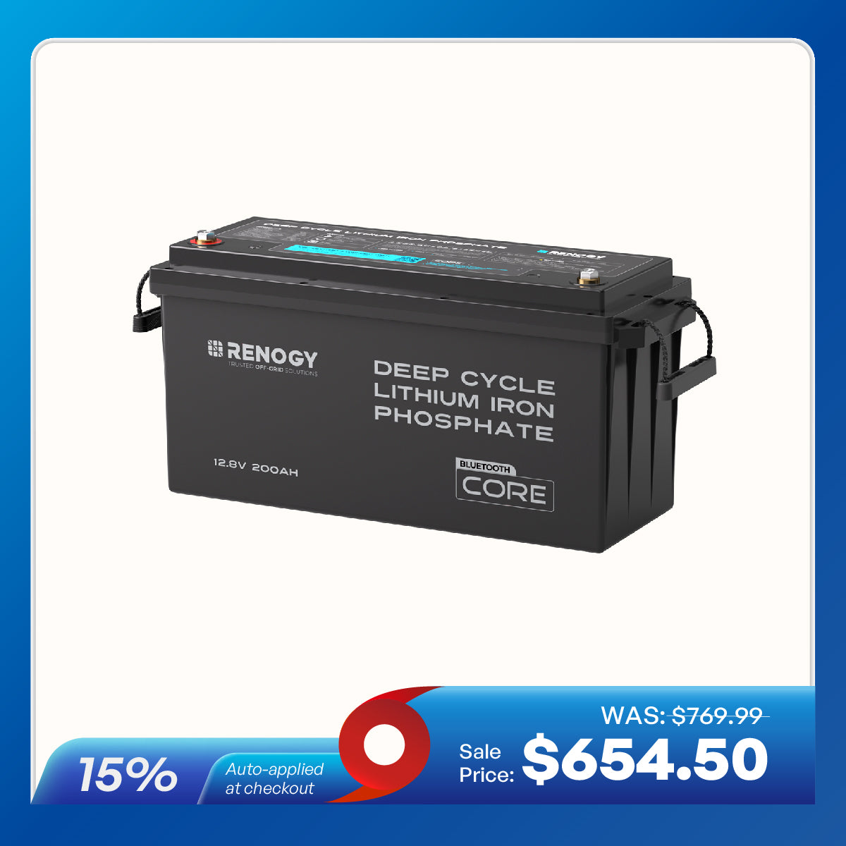 12V 200Ah LiFePO4 Battery w/ Low-Temperature Protection