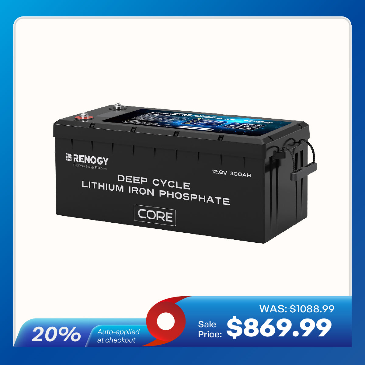 12V 300Ah Deep Cycle Lithium Iron Phosphate Battery w/Self-Heating | Core Series