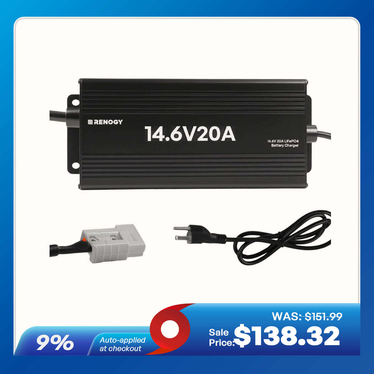 12V 20A/24V 10A AC-to-DC LFP Portable Battery Charger