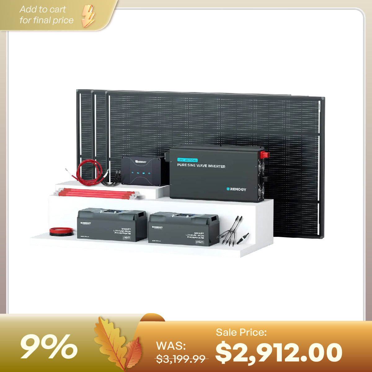 600W 12V ShadowFlux™ Solar Panel Kit with 5.12kWh Battery