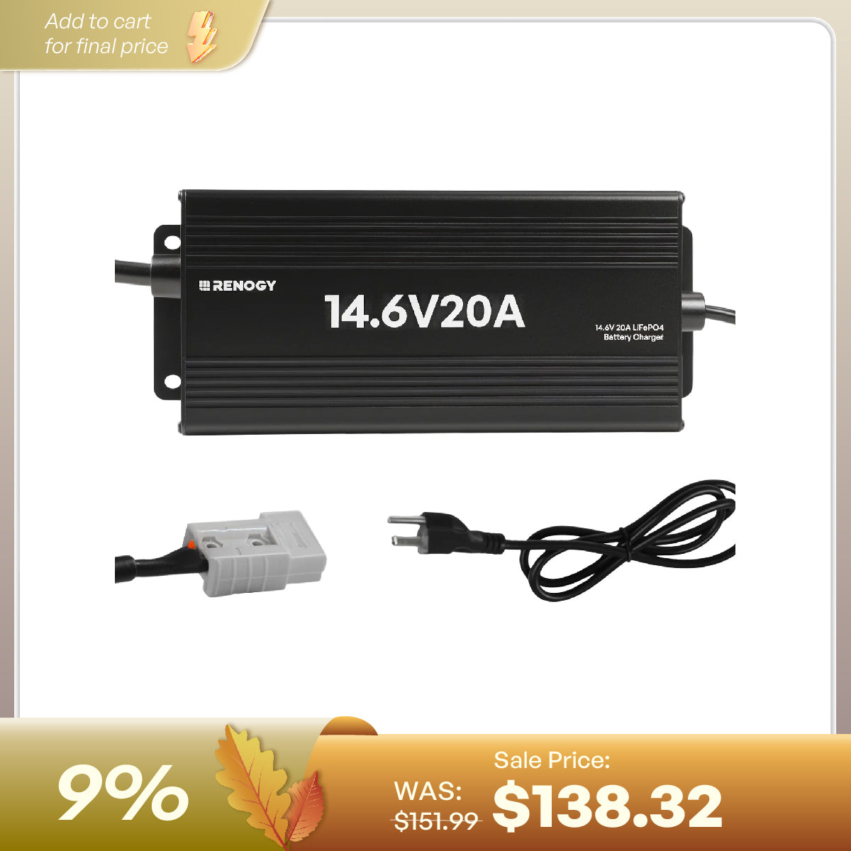 12V 20A/24V 10A AC-to-DC LFP Portable Battery Charger