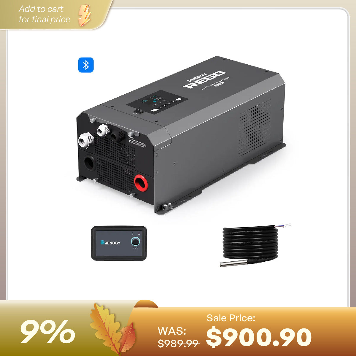 REGO 12V 3000W Pure Sine Wave Inverter Charger w/ LCD Display