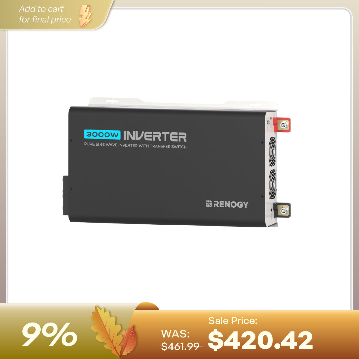 3000W/2000W/1000W 12V Pure Sine Wave Inverter with UPS Transfer Switch