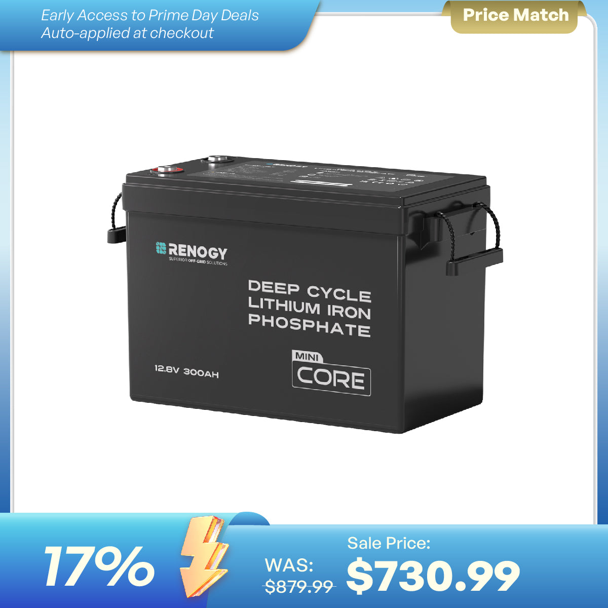 12V 300Ah LiFePO4 Battery w/ Low-Temperature Protection