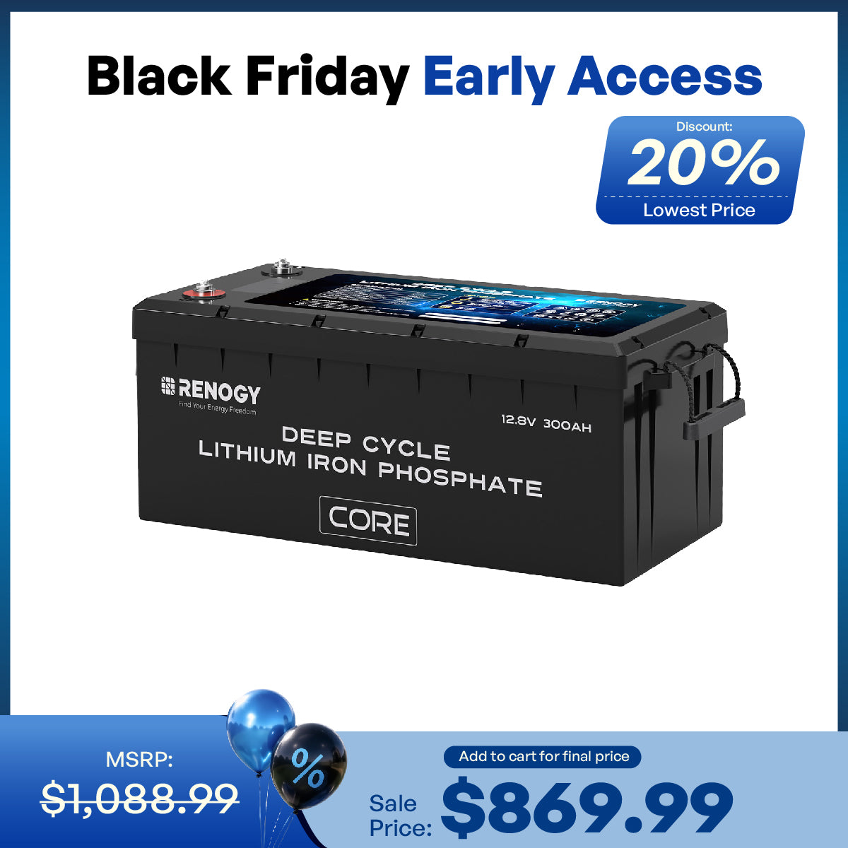 12V 300Ah Deep Cycle Lithium Iron Phosphate Battery w/Self-Heating | Core Series