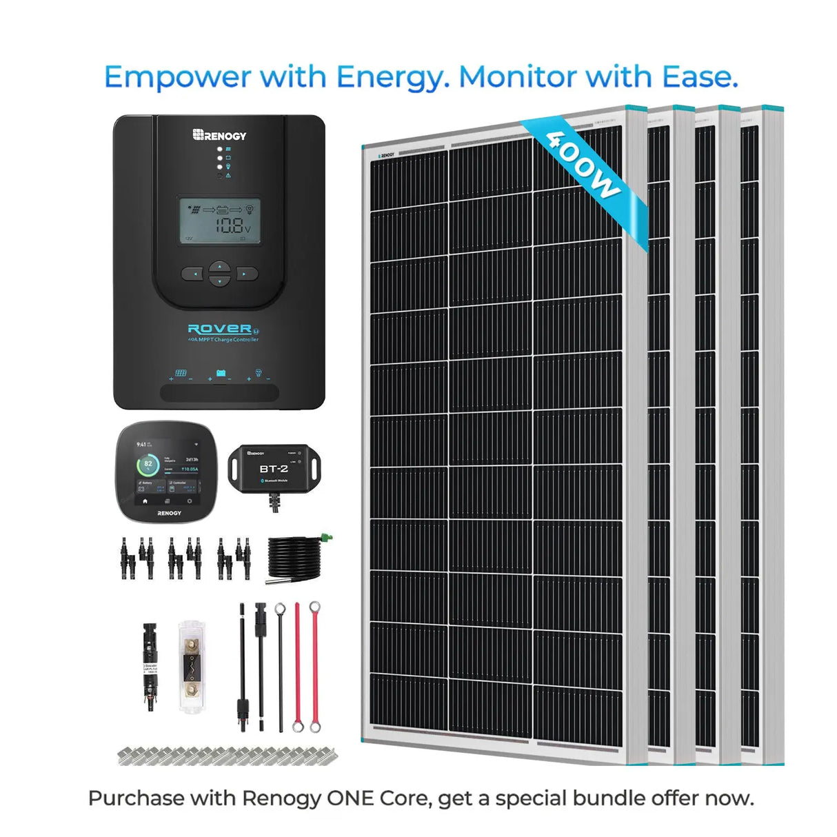 Premium RV Solar Kit 400W 12V | Optional Smart Monitoring Renogy
