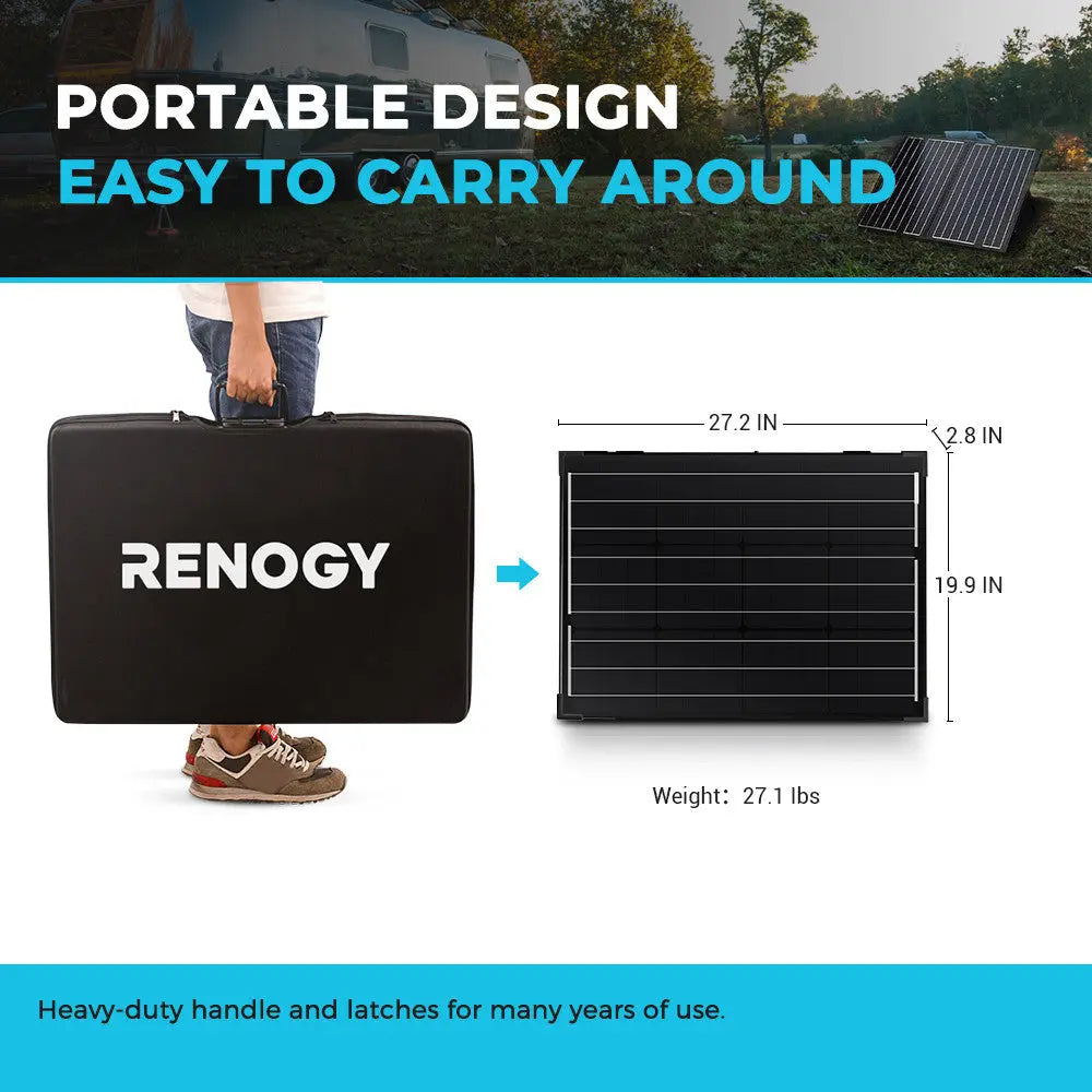 100 Watt 12 Volt Monocrystalline Foldable Solar Suitcase with Voyager