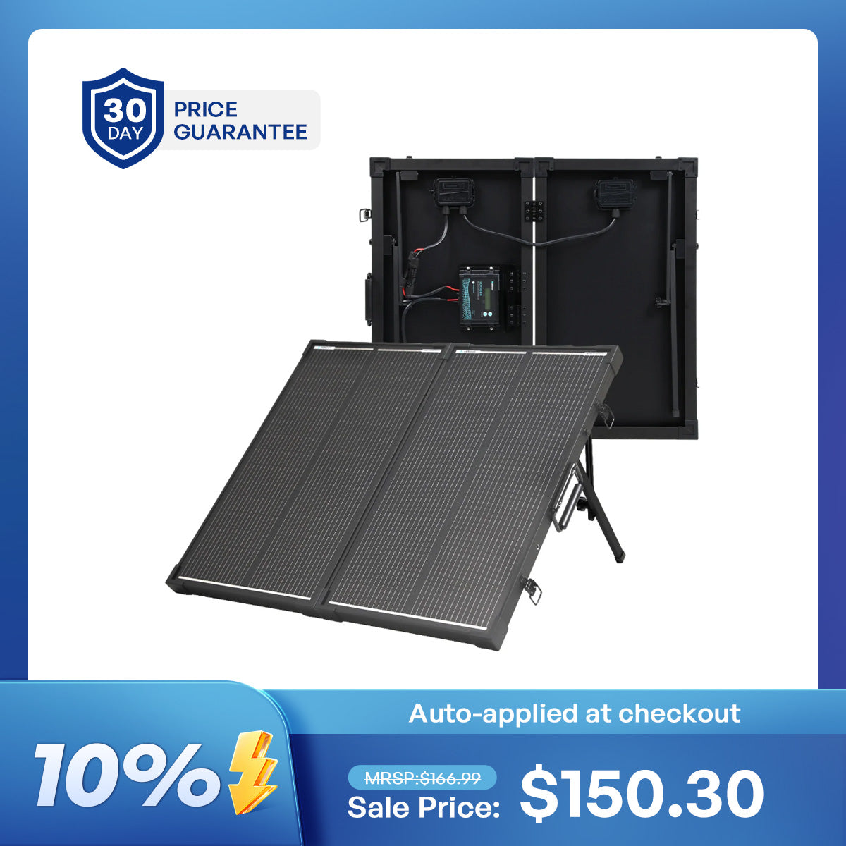 100/200W 12V N-Type Portable Solar Panel Suitcase Kit with 20A PWM Controller